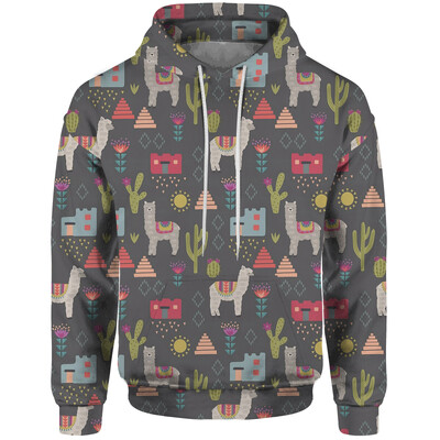 Άνετο φθινοπωρινό και χειμερινό φούτερ Alpaca Cartoon Ανδρικό φούτερ Dinosaur 3D Printing Νέο σε φούτερ και φούτερ 2024