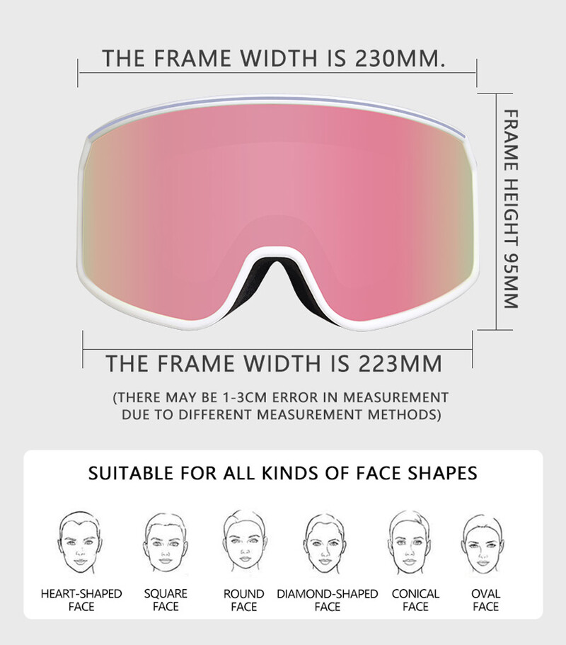 UV400 Αντιθαμβωτικά διπλά γυαλιά σκι Γυαλιά σκι με μεγάλο φακό Μάσκα για σκι Snow Snowboard Γυαλιά καθρέφτη γυαλιά για άνδρες Γυναικεία
