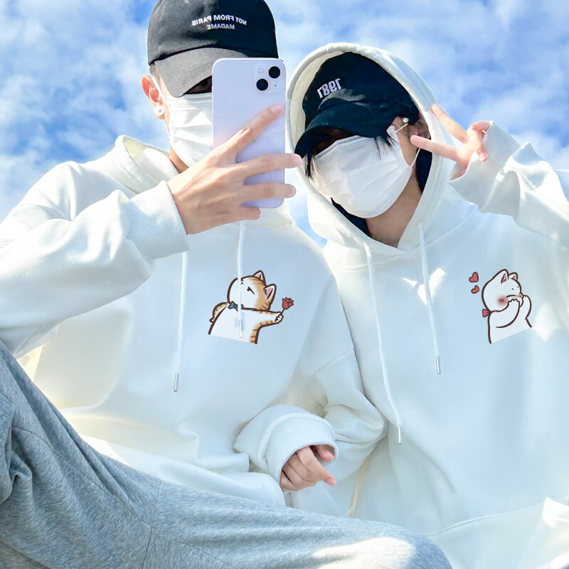 Nyúl csók és szerelem nyomat párnak megfelelő kapucnis kapucnis pulóverek neki és neki őszi téli hosszú ujjú pulóver