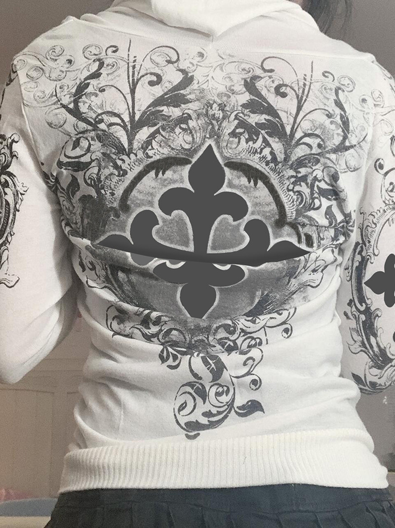 y2k Esztétikus női vintage, cipzáras, vágott kapucnis kapucnis, nagyméretű, húzózsinóros pulóver dzseki, alkalmi, tömör, hosszú ujjú kabát