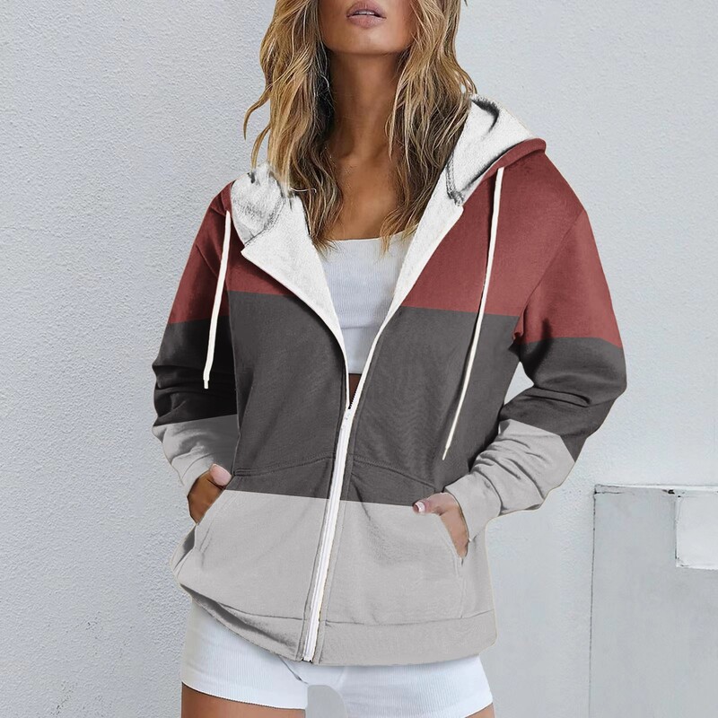 Krāsu bloks Apdrukāts Stitch Hoodie Džemperi Ziemas Fleece Odered Silts ar rāvējslēdzēju Harajuku Jakas Mēteļi Roku Siltāks Casuas Hoodies