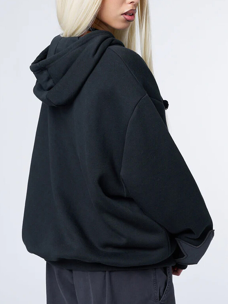 Y2K Vintage Star Print kapucnis kapucnis kapucnis kapucnis női Alkalmi bő, hosszú ujjú cipzáras pulóverek Őszi tavaszi kabát Street