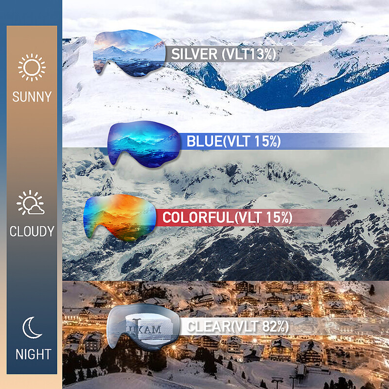 MAXJULI Ski Googles UV Protection Anti-Fog Snježne naočale za muškarce, žene, mlade M1