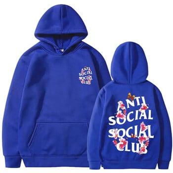 ANTI SOCIAL CLUB Print Hoodie Готини суичъри за мъже Мъжки ежедневен пуловер с качулка с графичен дизайн и джоб с кенгуру