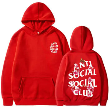 ANTI SOCIAL CLUB Print Hoodie Готини суичъри за мъже Мъжки ежедневен пуловер с качулка с графичен дизайн и джоб с кенгуру