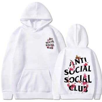 ANTI SOCIAL CLUB Print Hoodie Готини суичъри за мъже Мъжки ежедневен пуловер с качулка с графичен дизайн и джоб с кенгуру