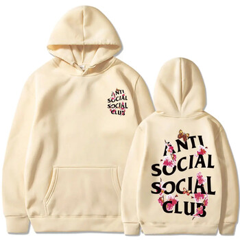 ANTI SOCIAL CLUB Print Hoodie Готини суичъри за мъже Мъжки ежедневен пуловер с качулка с графичен дизайн и джоб с кенгуру