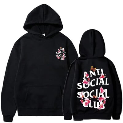 ANTI SOCIAL CLUB Print Hoodie Готини суичъри за мъже Мъжки ежедневен пуловер с качулка с графичен дизайн и джоб с кенгуру