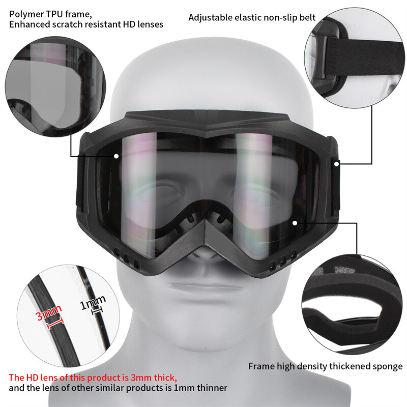 Ochelari de schi care schimbă culoarea cu lentile groase de 3 mm Ochelari de motocicletă anti-UV Ochelari de ciclism pentru sporturi în aer liber