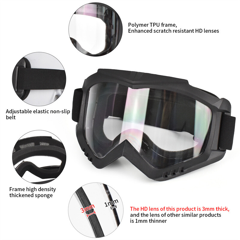 Ochelari de schi care schimbă culoarea cu lentile groase de 3 mm Ochelari de motocicletă anti-UV Ochelari de ciclism pentru sporturi în aer liber