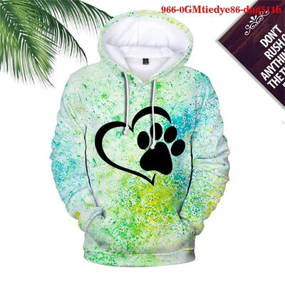 Jauki suņu ķepu džemperi, modes apdruka, sieviešu ikdienas džemperi, topi, kapuces Ziemas rudens džemperis Pusaudžu jaka ar kapuci