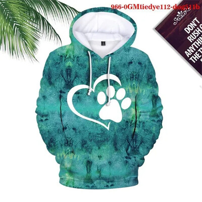 Jauki suņu ķepu džemperi, modes apdruka, sieviešu ikdienas džemperi, topi, kapuces Ziemas rudens džemperis Pusaudžu jaka ar kapuci