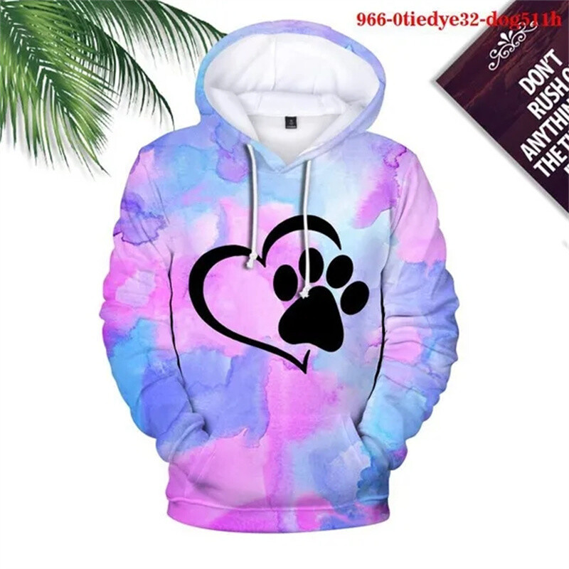 Jauki suņu ķepu džemperi, modes apdruka, sieviešu ikdienas džemperi, topi, kapuces Ziemas rudens džemperis Pusaudžu jaka ar kapuci