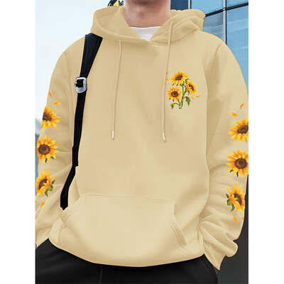 Φούτερ με κουκούλα ηλίανθου με λουλουδάτο τύπωμα ανδρικά γυναικεία κουκούλα casual μόδας Φούτερ με κουκούλα Harajuku πουλόβερ Φόρμες Unisex Ρούχα