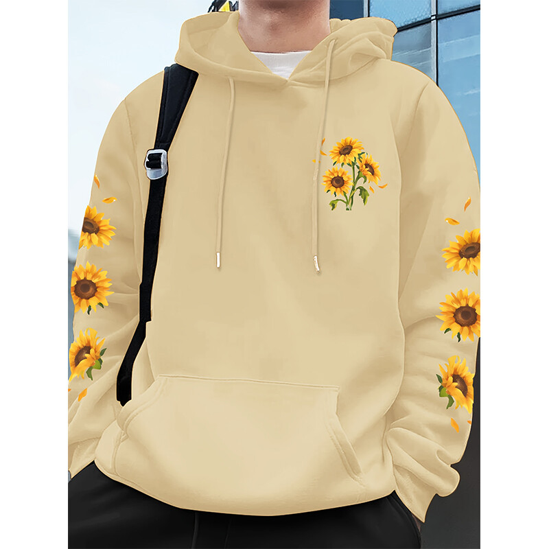 Φούτερ με κουκούλα ηλίανθου με λουλουδάτο τύπωμα ανδρικά γυναικεία κουκούλα casual μόδας Φούτερ με κουκούλα Harajuku πουλόβερ Φόρμες Unisex Ρούχα