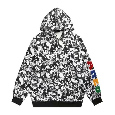 Îmbrăcăminte de stradă Femei Original Sanrio Hello Kitty Hanorac cu fermoar Fată Loose Campus Cuplu Cardigan Haina Y2k Haine Hanorac supradimensionat