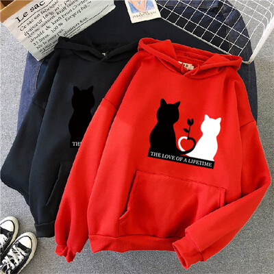 Γυναικείο πουλόβερ με εμπριμέ κουκούλα 2024 Γυναικεία casual νέα φούτερ με κουκούλα Γυναικεία μπλουζάκια πουλόβερ