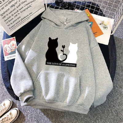 Γυναικείο πουλόβερ με εμπριμέ κουκούλα 2024 Γυναικεία casual νέα φούτερ με κουκούλα Γυναικεία μπλουζάκια πουλόβερ