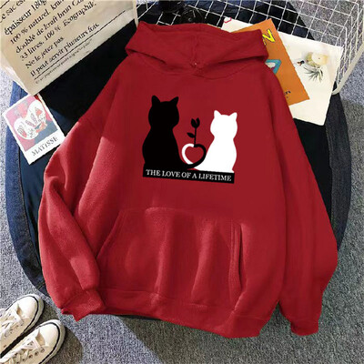 Γυναικείο πουλόβερ με εμπριμέ κουκούλα 2024 Γυναικεία casual νέα φούτερ με κουκούλα Γυναικεία μπλουζάκια πουλόβερ