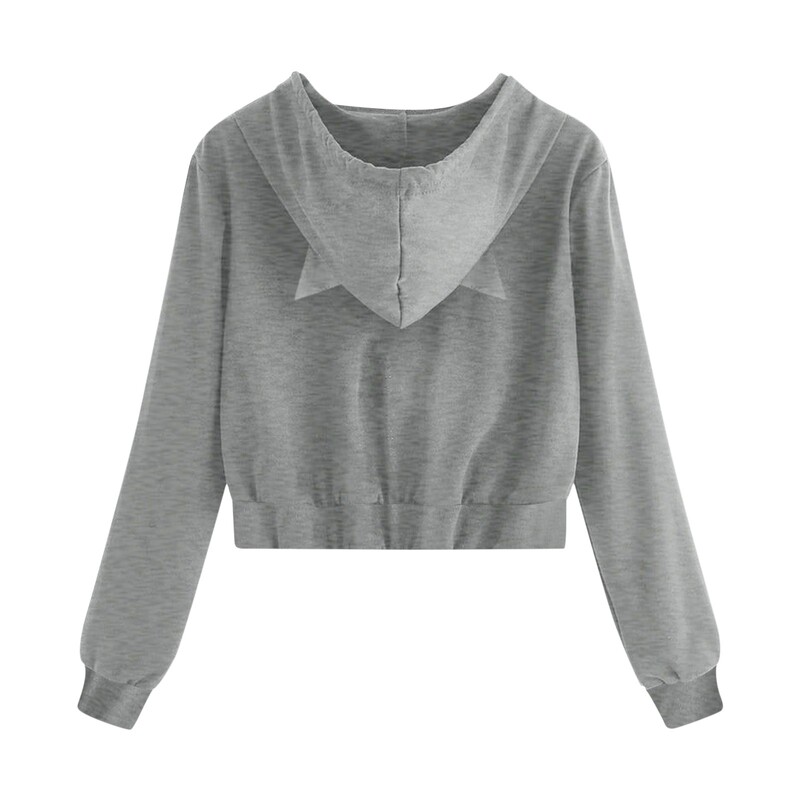 Φούτερ με κουκούλα με φερμουάρ γάτας για έφηβα κορίτσια Kawaii τζάκετ με κορδόνι τσέπες Harajuku Hoody Sudaderas