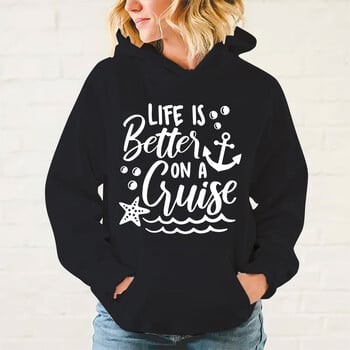 New Fashion Life Is Better On A Cruise Printing Hoodies Унисекс есенен и зимен суичър Спортен свободен суичър с качулка Ежедневно горнище