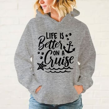 New Fashion Life Is Better On A Cruise Printing Hoodies Унисекс есенен и зимен суичър Спортен свободен суичър с качулка Ежедневно горнище