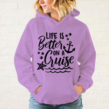 New Fashion Life Is Better On A Cruise Printing Hoodies Унисекс есенен и зимен суичър Спортен свободен суичър с качулка Ежедневно горнище