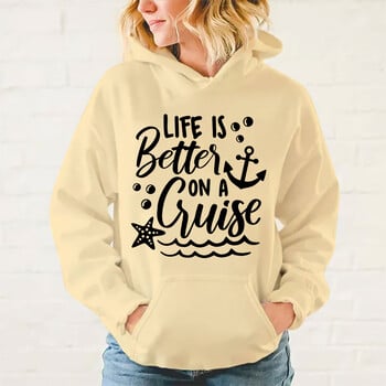 New Fashion Life Is Better On A Cruise Printing Hoodies Унисекс есенен и зимен суичър Спортен свободен суичър с качулка Ежедневно горнище