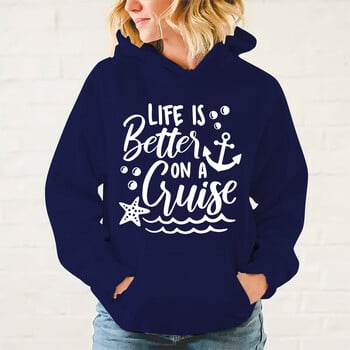 New Fashion Life Is Better On A Cruise Printing Hoodies Унисекс есенен и зимен суичър Спортен свободен суичър с качулка Ежедневно горнище