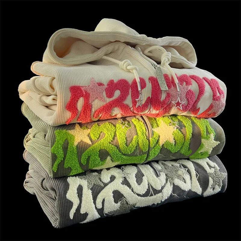 Μόδα Γυναικεία γράμματα Κέντημα Φούτερ Κομψά μακρυμάνικα Φθινοπωρινά χειμερινά Vintage Hip Hop Φούτερ Casual Holiday Chic με κουκούλα