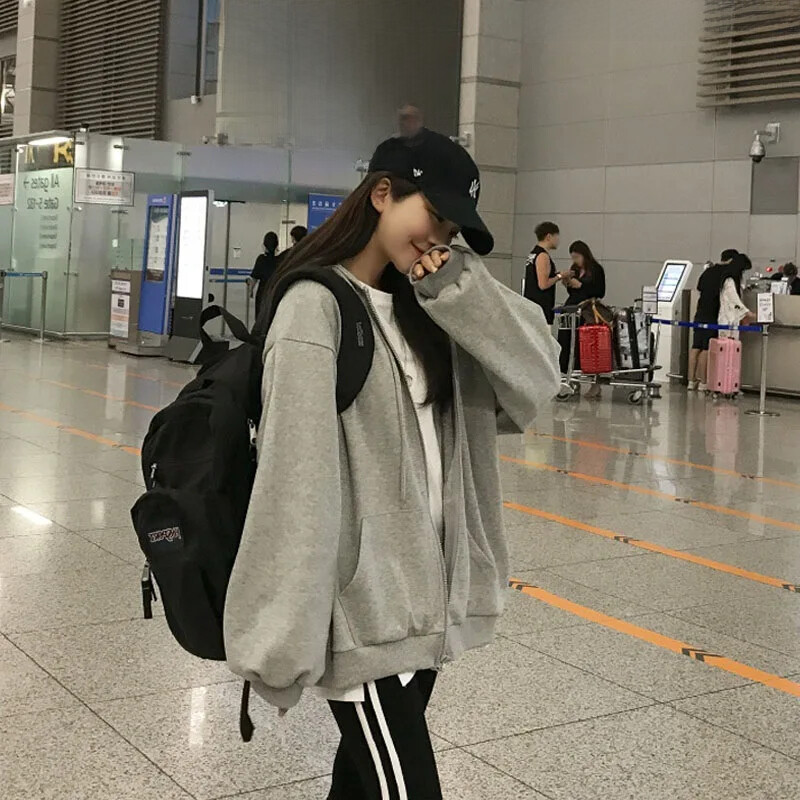 Dámska jednofarebná mikina s kapucňou na zips, ležérna tenká bunda, nový štýl, mikina, jeden kus, doručenie