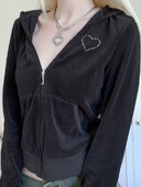 Γυναικείο παλτό με κουκούλα Μακρυμάνικο φερμουάρ καρδιά Πλαϊνές τσέπες Φθινοπωρινή Άνοιξη Street Casual χαλαρό κοντό βελούδινο παλτό Φθινοπωρινά χειμωνιάτικα ρούχα