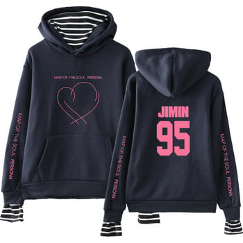 JIMIN J-HOPE JUNG KOOK SUGA Нов албум Map Of The Soul Persona Print Fake Two Pieces Hoodies Дамски/мъжки модни тънки/поларени палта