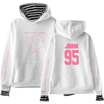 JIMIN J-HOPE JUNG KOOK SUGA Нов албум Map Of The Soul Persona Print Fake Two Pieces Hoodies Дамски/мъжки модни тънки/поларени палта