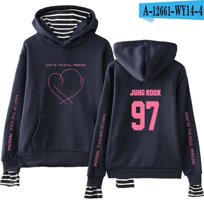 JIMIN J-HOPE JUNG KOOK SUGA Új album A lélek térképe Persona Print Hamis kétrészes kapucnis pulóverek Női/férfi divat Vékony/polár kabátok