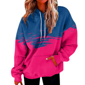 Γυναικείες μπλούζες μπλούζες Color Block Hoodie με μακρυμάνικη τσέπη αθλητική φόρμα oversize πουλόβερ свитшот