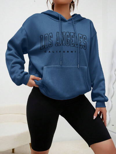 Los Angeles Art Letter Σχέδιο Γυναικεία Streetwear Φούτερ Αμερικάνικης μόδας Φθινοπωρινό Hip Hop Γυναικεία φούτερ με κουκούλα Casual Fleece Top