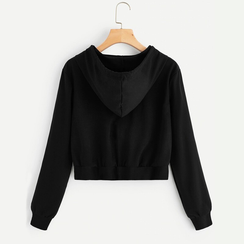 Γυναικεία φούτερ με κουκούλα με μακρυμάνικο Kpop με κουκούλα με φερμουάρ Kawaii Harajuku Cropped Hoodie Sudaderas Para Mujer