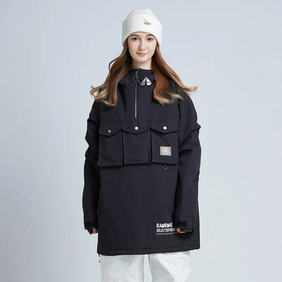 Σνόουμπορντ μπουφάν με κουκούλα Χαλαρή χειμερινή μπουφάν για σκι Ανδρικά ζεστά γυναικεία ρούχα για σκι Εξωτερικά αντιανεμικά αδιάβροχα παλτά χιονιού