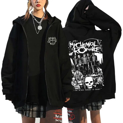 Hanorace cu inimă cu imprimeu în stil gotic, pentru femei, fleece, cu fermoar, hanorace Harajuku Streetwear, largi, casual, jachetă cu fermoar Y2K