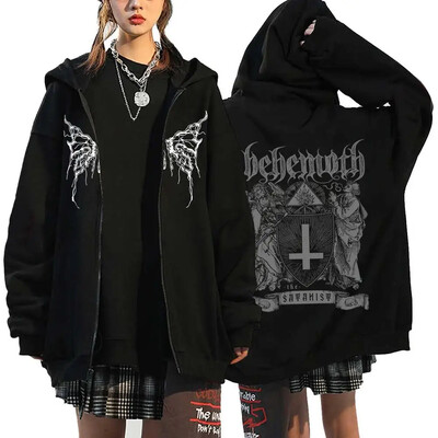 Hanorace cu inimă cu imprimeu în stil gotic, pentru femei, fleece, cu fermoar, hanorace Harajuku Streetwear, largi, casual, jachetă cu fermoar Y2K