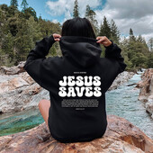 Jesus Saves Φούτερ Christian Φούτερ Faith Top Jesus Hoodie Bible Verses Crewnneck Γυναικεία φούτερ γραφικά πουλόβερ