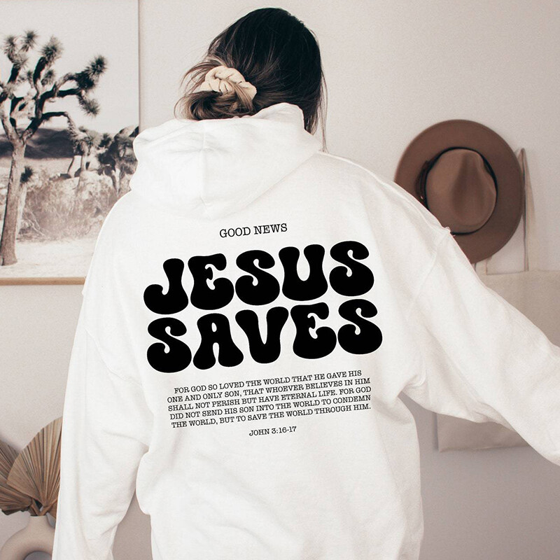Jesus Saves Φούτερ Christian Φούτερ Faith Top Jesus Hoodie Bible Verses Crewnneck Γυναικεία φούτερ γραφικά πουλόβερ
