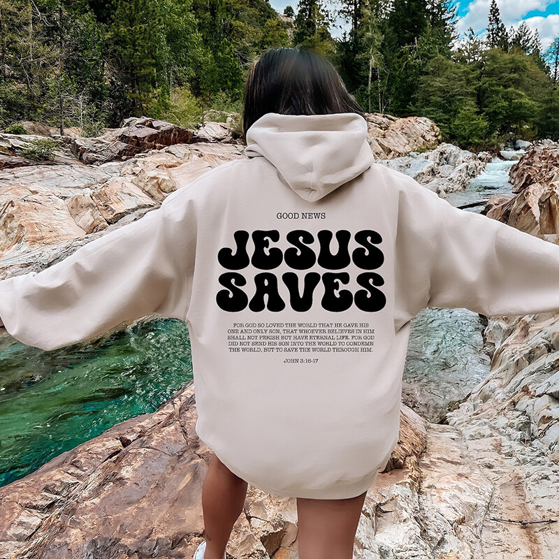 Jesus Saves Φούτερ Christian Φούτερ Faith Top Jesus Hoodie Bible Verses Crewnneck Γυναικεία φούτερ γραφικά πουλόβερ