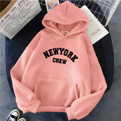 Hirsionsan Letter Print Hoodies Γυναικεία μακρυμάνικα πολυεστερικά γυναικεία φούτερ Streetwear Fleece Γυναικεία ρούχα Χειμερινά