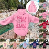 Meet me At The Ocean Hoodies Streetwear Fashion Hip Hop Y2k Letter Print Ζευγάρια Hoodie Ανδρικά Γυναικεία Φθινοπωρινή φαρδιά φούτερ με κουκούλα