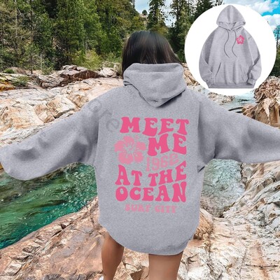 Meet me At The Ocean Hoodies Streetwear Fashion Hip Hop Y2k Letter Print Ζευγάρια Hoodie Ανδρικά Γυναικεία Φθινοπωρινή φαρδιά φούτερ με κουκούλα