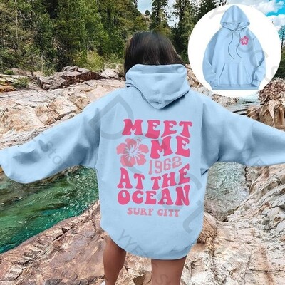 Meet me At The Ocean Hoodies Streetwear Fashion Hip Hop Y2k Letter Print Ζευγάρια Hoodie Ανδρικά Γυναικεία Φθινοπωρινή φαρδιά φούτερ με κουκούλα