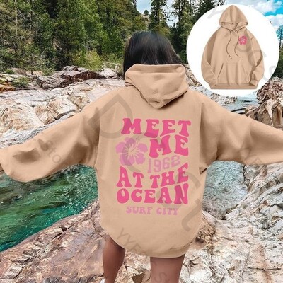 Meet me At The Ocean Hoodies Streetwear Fashion Hip Hop Y2k Letter Print Ζευγάρια Hoodie Ανδρικά Γυναικεία Φθινοπωρινή φαρδιά φούτερ με κουκούλα