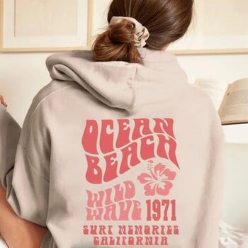 Ocean Beach Hoodie Aesthetic Hoodie Tumblr Sweatshirt CA Surf Tee Модерен извънгабаритен суичър с качулка Coconut Hoodie Унисекс Естетични топове